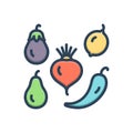 Color illustration icon for Varied, different and vegetable