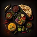 Varied Indian food, rich in flavor of this cuisine