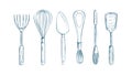 Varied Kitchen Whisks and Spatulas Set Vector, vector design Generative AI Royalty Free Stock Photo