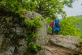 Clearly visible trail markings point hikers in the right direction