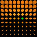 3D exploding spots in gold and just single green