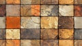 Varied textured stone blocks forming a colorful geometric pattern with natural earth tones and irregular surfaces in rustic design