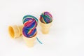 Variegated Yarn Balls in Ice Cream Cones