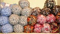 Variegated yarn skeins on display