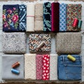 Varieties include embroidered floral geometric patterns lace crochet and denim Royalty Free Stock Photo