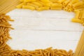 Varieties of pasta forming a frame Royalty Free Stock Photo