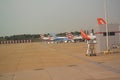 A variety of aircraft awaiting passengers