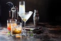 Variety of alcoholic cocktails Royalty Free Stock Photo