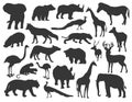 Variety of animals silhouette set Royalty Free Stock Photo