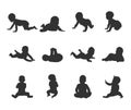 Variety of baby silhouette set Royalty Free Stock Photo