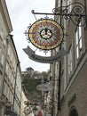 Variety beautiful shop name plate at Getreidegasse shopping street in Salzburg, Austria.