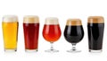 Variety of beer glasses isolated on white background Royalty Free Stock Photo