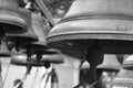 Bells close up in black and white. Royalty Free Stock Photo