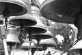 Bells close up in black and white. Royalty Free Stock Photo