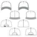 Variety blank cap hat fashion design flat sketch templates