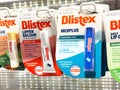 Variety of blistex lip care products on display in store Royalty Free Stock Photo