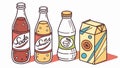 Variety of bottled and boxed drinks, everyday beverages, vector design Generative AI Royalty Free Stock Photo