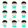 Variety boy face expression illustration. Royalty Free Stock Photo