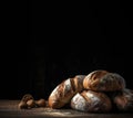 A Variety of Bread Loaves with Dark Space for Text Royalty Free Stock Photo
