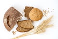 Variety of bread and stalks of wheat Royalty Free Stock Photo