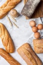 Variety of bread on white marble Royalty Free Stock Photo