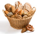 Variety of breadin a basket. Royalty Free Stock Photo