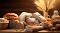 Photo of a table filled with a mouthwatering assortment of breads and grains