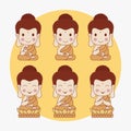 Variety of buddha cartoon set