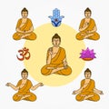 Variety of buddha cartoon set Royalty Free Stock Photo