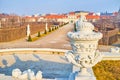 The variety of carved sculptures in Belvedere Garden in Vienna, Austria Royalty Free Stock Photo