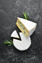 Variety Cheese soft brie and blue. Top view. Royalty Free Stock Photo