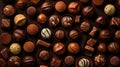 Variety chocolate pralines top view. Generative AI Royalty Free Stock Photo