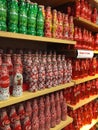 Variety of Coke bottles inside Coca-Cola gift shop. Royalty Free Stock Photo