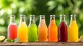 Variety of cold drinks in small bottles. Generative Ai Royalty Free Stock Photo