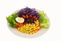 Variety color of vegetable salad on a tiled dish