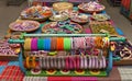 Variety colored handmade bangles are displayed