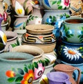 Variety of colorful ceramic pots in Old Village