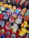 Variety of colorful china ceramic fruit and flower pots wine for display and sale