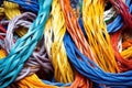 a variety of colorful ethernet cables tangled together