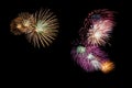 Variety of colorful fireworks isolated on black background Royalty Free Stock Photo