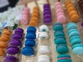 A variety of colorful French Macarons in different flavors.
