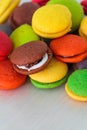 Variety of colorful marron cookies Royalty Free Stock Photo