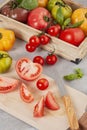 Variety of colorful organic tomatoes. Healthy food concept Royalty Free Stock Photo