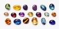 Variety of colorful precious gems.