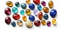 Variety of colorful precious gems.