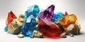 Variety of colorful precious gems.