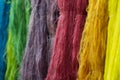 variety of colorful silk dyeing. Royalty Free Stock Photo