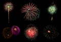 Colorful fireworks isolated on black background Royalty Free Stock Photo