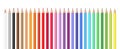 Variety of colors vector set of colored pencils. Royalty Free Stock Photo