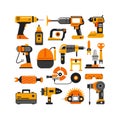 Construction tools in flat design vector icon set illustration Royalty Free Stock Photo